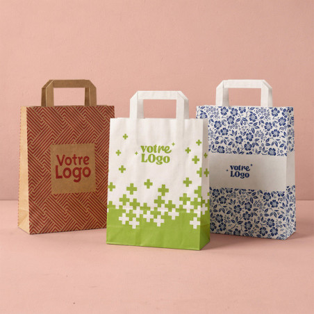 Sac kraft poignées plates personnalisé | Fournisseur de Packaging