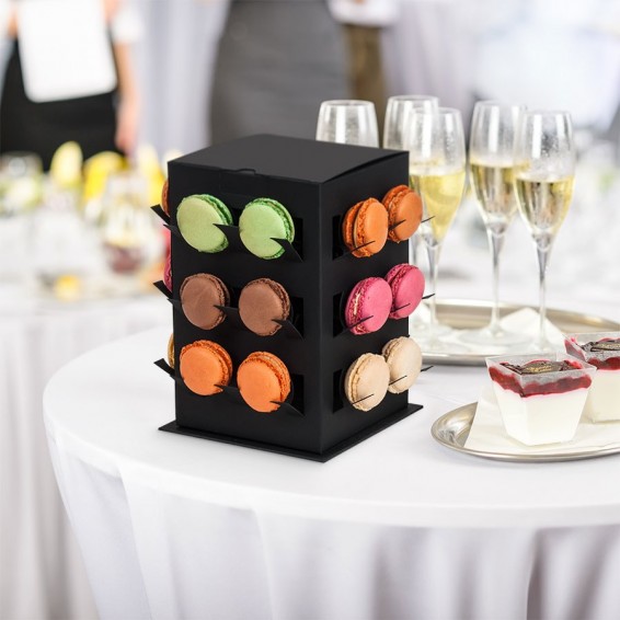 Présentoir Tour 24 Macarons + 4 boites transparentes (6 macarons)