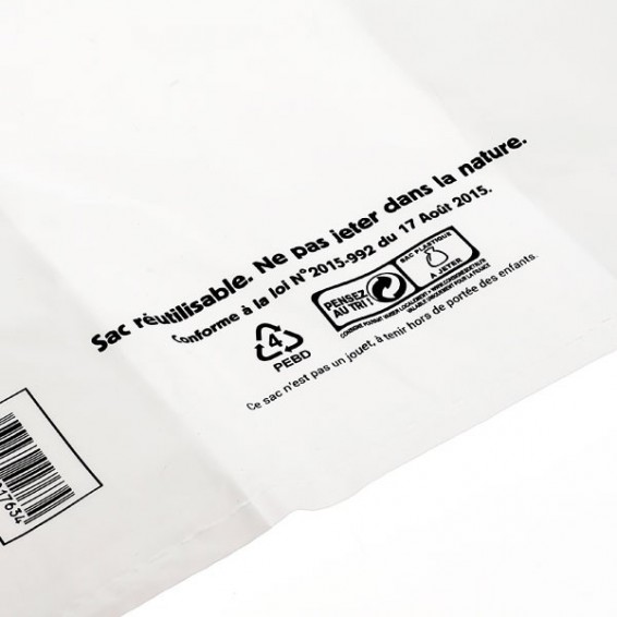 Sac plastique à bretelles PEHD blanc