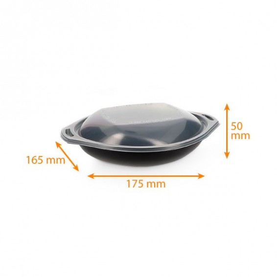 Barquette noire pour wok avec couvercle