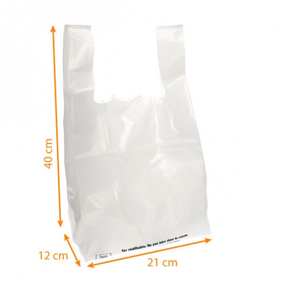 Sac plastique à bretelles PEHD blanc