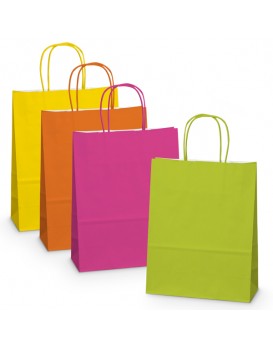 Sac kraft poignée ficelle de couleur