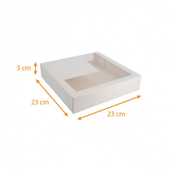 Boite pâtissière carrée blanche avec fenêtre
