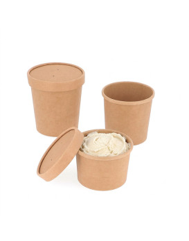 Pot a soupe, glace en kraft brun