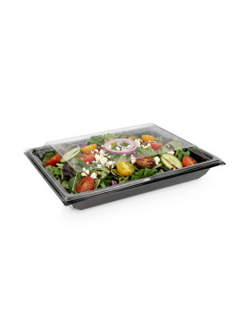 Barquette noire en plastique avec couvercle